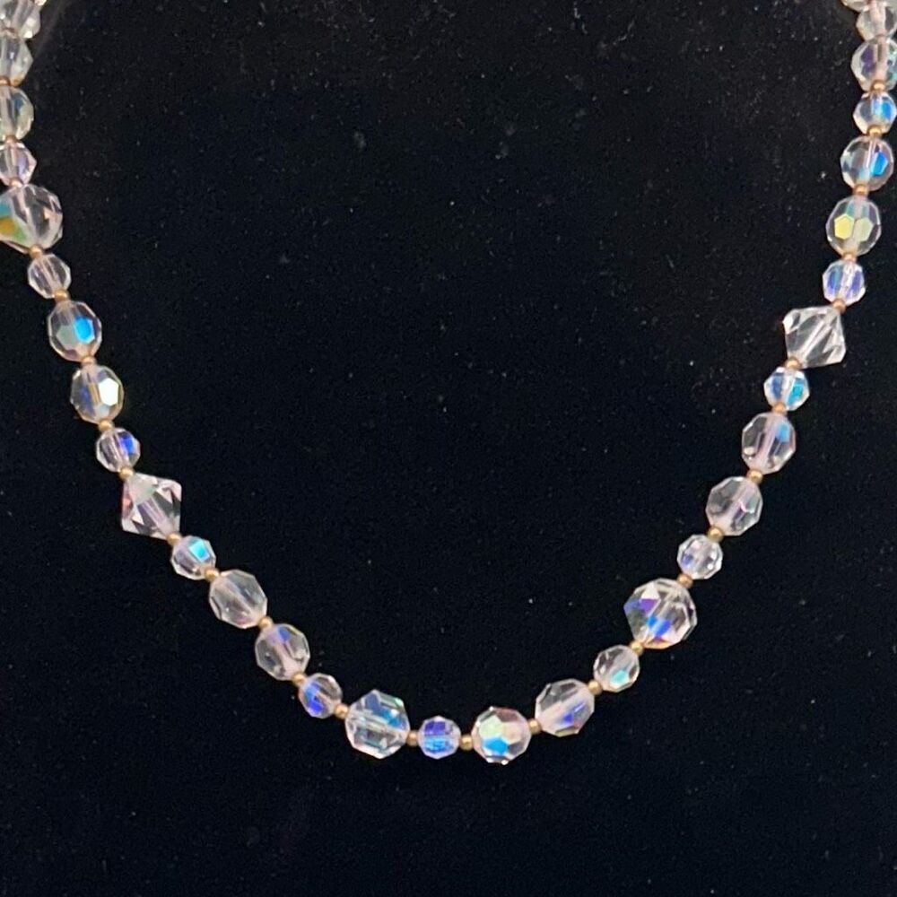 Vintage Aurora Borealis Ascending Faceted Crystal Multi Beads Necklace - Picture 3 of 5